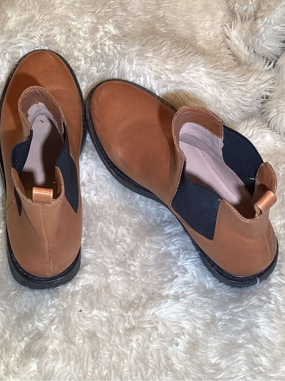 J. Crew Men's Chelsea Boots in Cognac Brown leather boots size 9.5